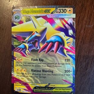 Pokemon Mega Manectric EX Holographic Yellow Blue Pink Card